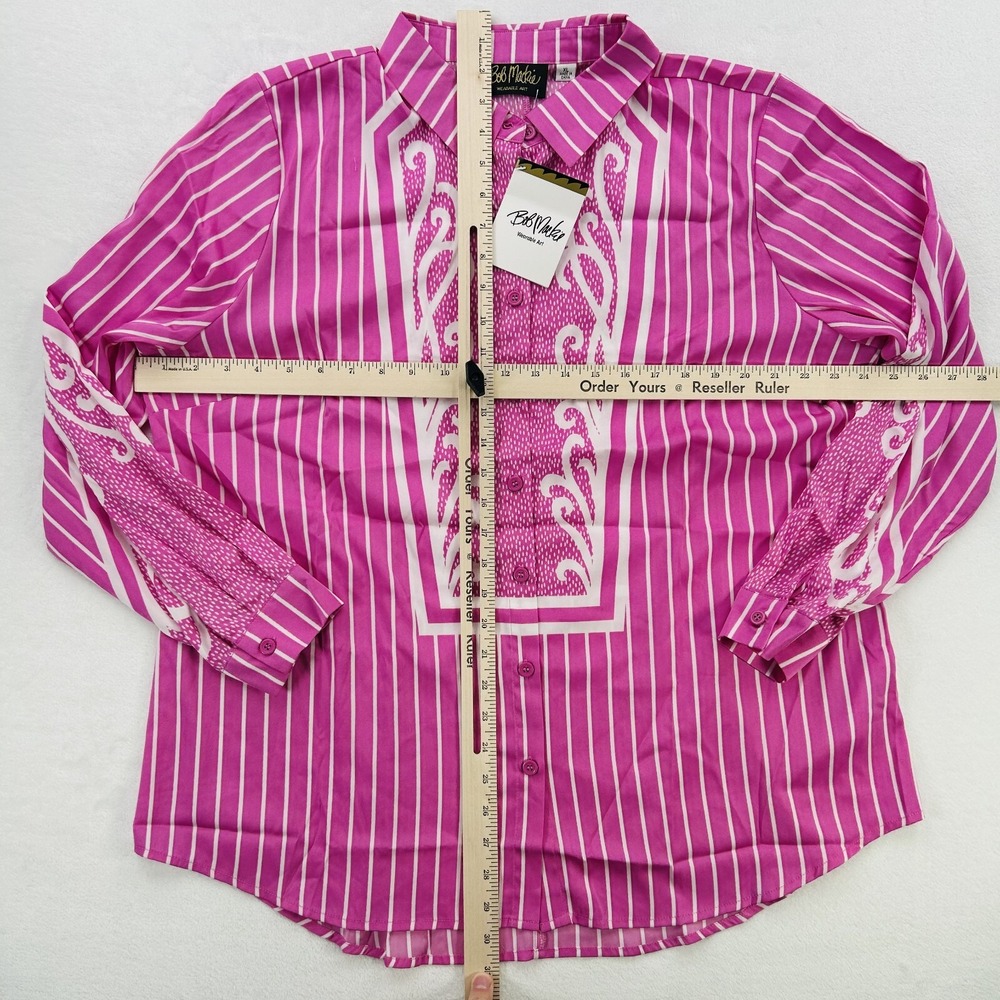 Bob Mackie Shirt Womens Extra Large Pink Button Up Western Cowboy Ladies NEW! - Picture 4 of 16